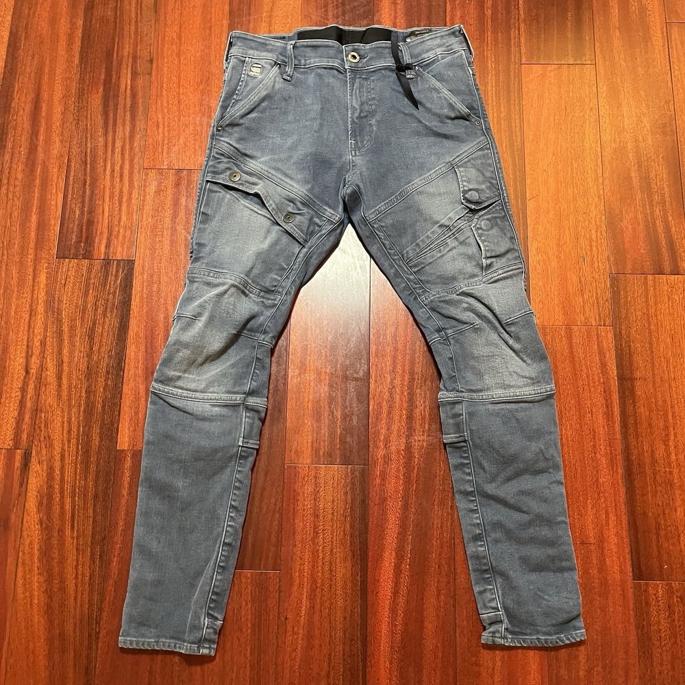 G-Star Raw Airblaze 3D Skinny Jeans Mens 31x29 Blue Stretch Faded Moto Denim